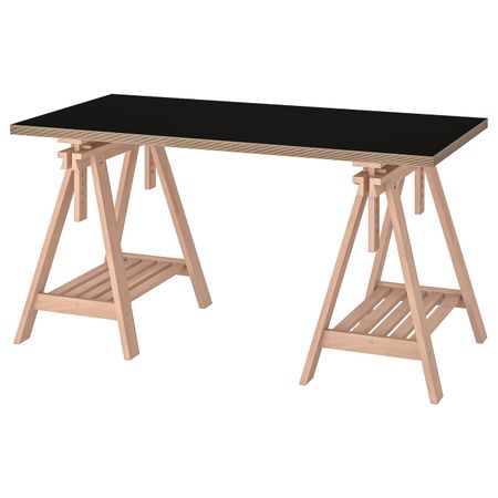 Стол, черный/фанера бук 150x75 см IKEA LINNMON ЛИННМОН / FINNVARD ФИНВАРД 093.360.79