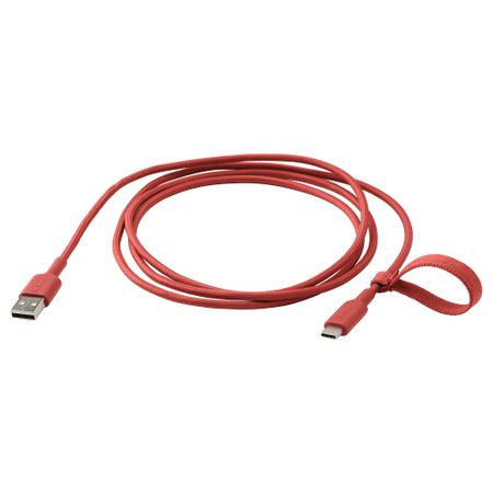 Кабель USB-A–USB-C, красный, 1.5 м IKEA LILLÅNGEN ЛИЛЛОНГЕНHULT ЛИЛЛЬХУЛЬТ 805.284.94