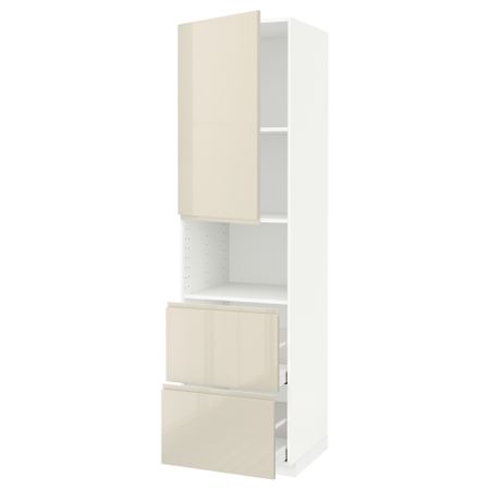 Высокий шкаф для СВЧ, дверца,2ящика, 60x60x220 cm IKEA METOD МЕТОД, MAXIMERA МАКСИМЕРА 794.551.77