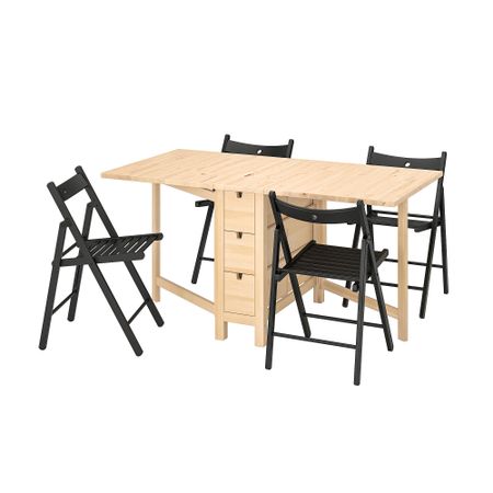 Стол и 4 стула, 26, 89, 152 см, складной береза, черный IKEA TERJE ТЕРЬЕ, NORDEN НОРДЕН 194.425.50