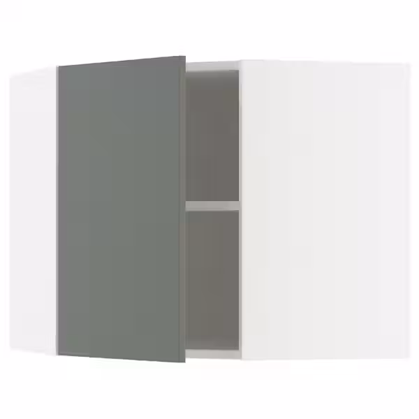 METOD Угловой навесной шкаф с полками - белый/Nickebo матовый серо-зеленый 68x60 см - фото 1