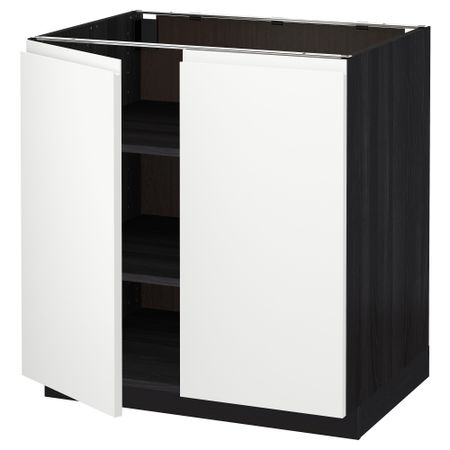 Напольный шкаф с полками, 2 двери МЕТОД, черный, Воксторп белый