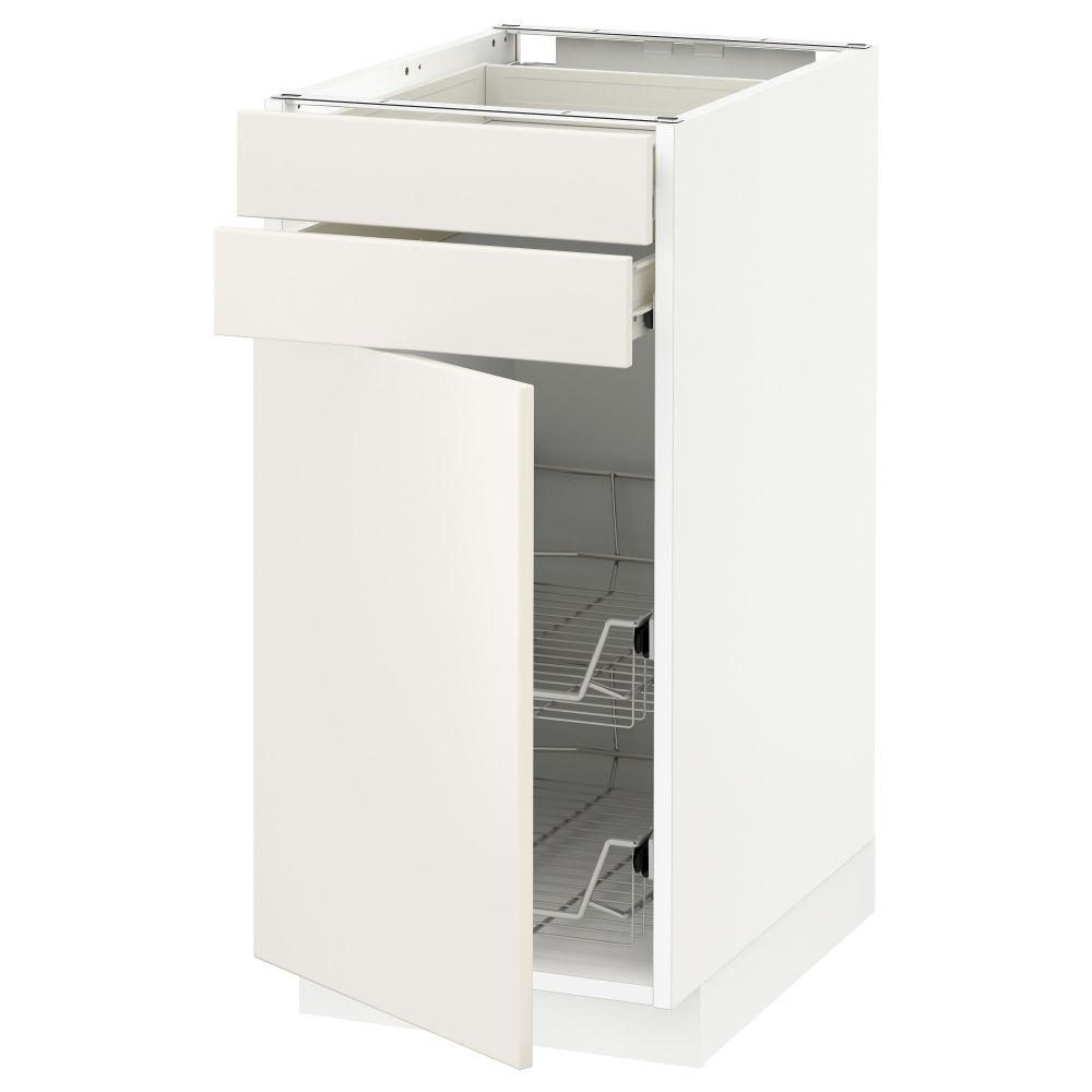 Напольный шкаф, дверца, 2 ящика, проволочных корзин МЕТОД / ФОРВАРА, белый, Веддинге белый - схема-чертеж с размерами