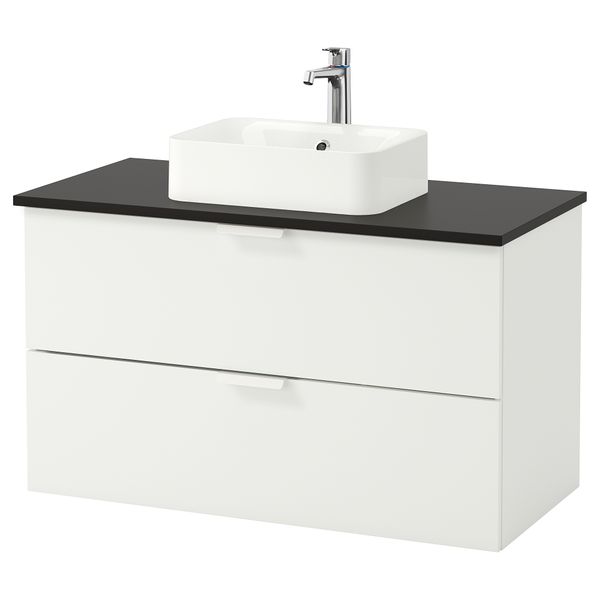 Шкаф со столешницей 45x32 раковина ГОДМОРГОН/ТОЛКЕН / ХОРВИК, белый, антрацит (102x49x72 см) - фото 1