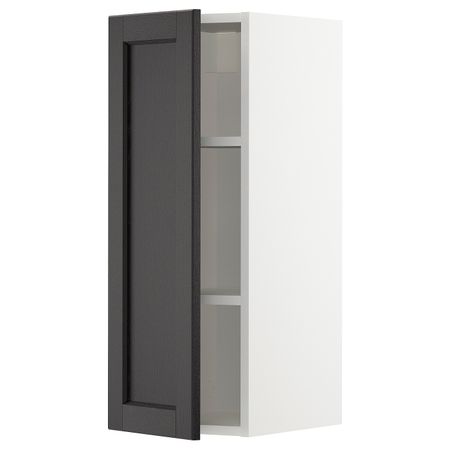 Шкаф навесной с полкой, белый/Лерхюттан черная морилка 30x80 см IKEA METOD МЕТОД 893.015.23