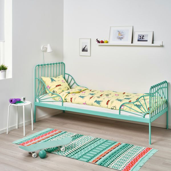Раздвижная кровать с реечным дном, бирюзовый 80x200 см IKEA MINNEN МИННЕН 293.237.59 - фото 4