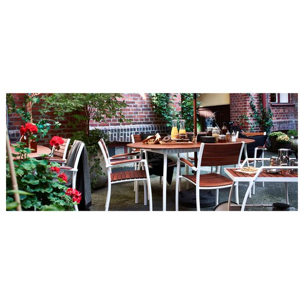 Садовое кресло ВИНДАЛЬШЁ, белый, коричневая морилка эвкалипт - фото 5