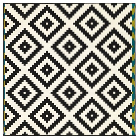 Ковер, короткий ворс ЛЭППЛЬЮНГ РУТА, белый, черный (200x200 см)