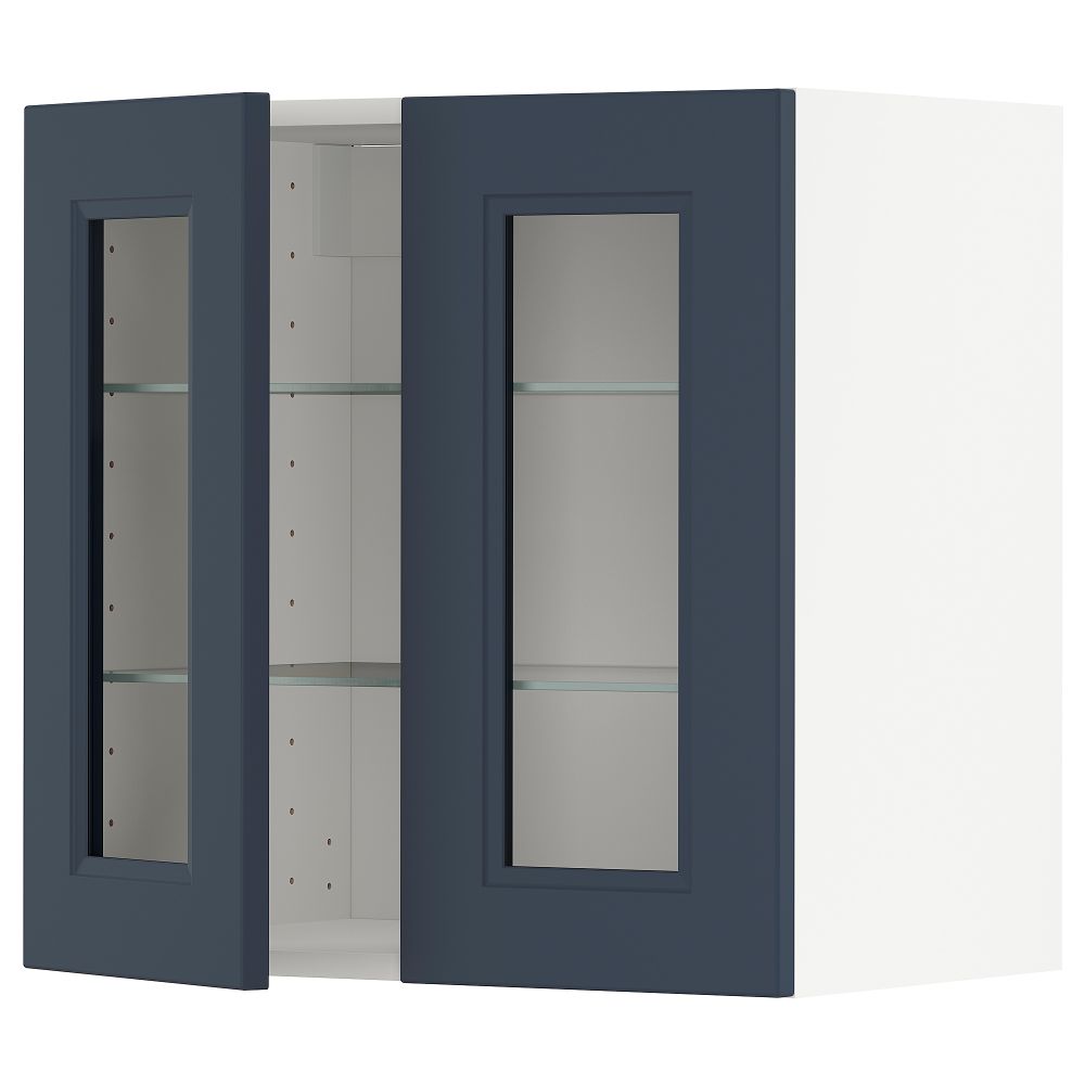 Навесной шкаф, полки, 2 стеклянные двери IKEA METOD МЕТОД 794.678.54 - фото 1