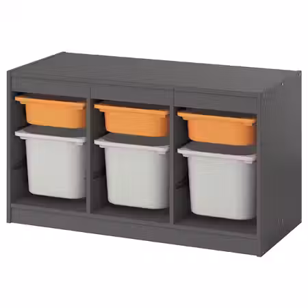 TROFAST Комбинация д/хранения+контейнеры - серый светло-оранжевый/серый 99x44x56 см