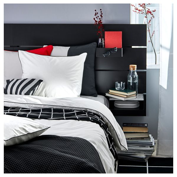 Пододеяльник и 2 наволочки, белый, серый 200x200/50x70 см IKEA КУНГСБЛОММА 104.230.75 - фото 2