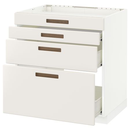 Напольный шкаф для духовки, 4фасада, 3 ящика МЕТОД / ФОРВАРА, белый, Мэрста белый