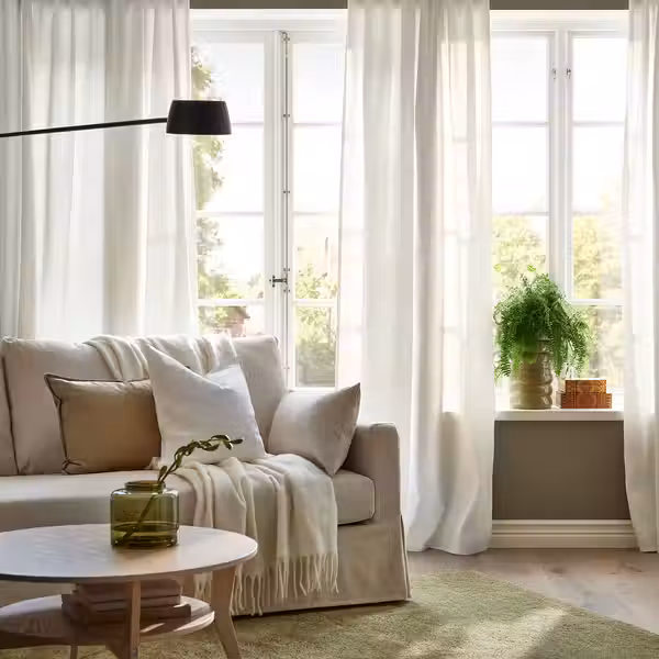 GINSTMOTT ГИНСТМОТТ Гардины, 2 шт. - белый/с петельками 145x300 см - фото 2