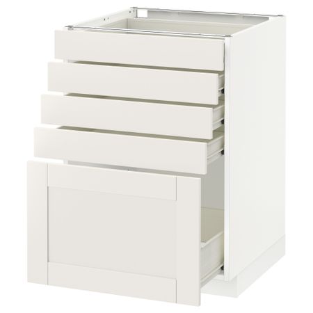 Напольный шкаф с 5 ящиками МЕТОД / ФОРВАРА, белый, Сэведаль белый