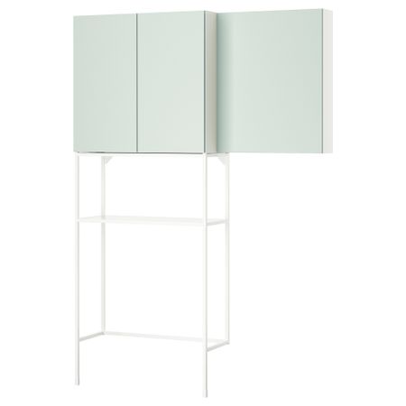 Комбинация для хранения, белый, бледный серо-зеленый, 140x32x204 см IKEA BEGIVENHET БЕГИВЕНХЕТ 395.478.91