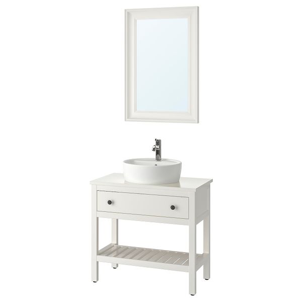 Комплект мебели для ванной, 4 предм., белый/ВОКСНАН смеситель 82 см IKEA ХЕМНЭС / ТОРНВИКЕН 193.044.69 - фото 1