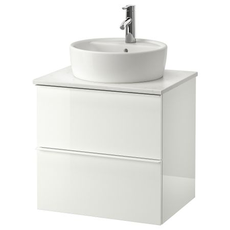 Шкаф под раковину, столешница 45, раковина, 62x49x74 cm IKEA GODMORGON ГОДМОРГОН, TOLKEN ТОЛКЕН, TÖRNVIKEN ТОРНВИКЕН 993.080.91