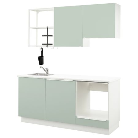 Кухня, белый, бледный серо-зеленый, 183x63.5x222 см IKEA BEGIVENHET БЕГИВЕНХЕТ 794.992.04