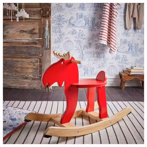 EKORRE Лось-качалка - красный/каучуковое дерево - фото 3
