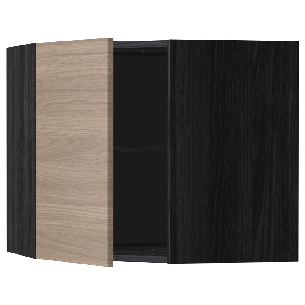 Угловой навесной шкаф с полками, 68x60 см, черный, Brokhult светло-серый IKEA METOD МЕТОД 299.185.90 - фото 1