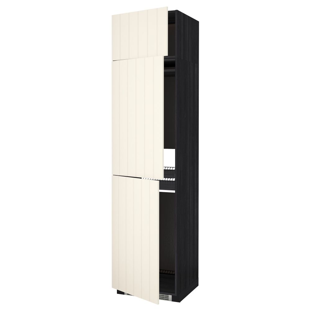 Высокий шкаф для холодильника или морозильника, с 3 дверями МЕТОД, черный, Хитарп белый с оттенком (60x60x240 см) - схема-чертеж с размерами