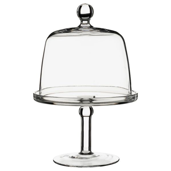 Сервировочная подставка с крышкой, прозрачное стекло 19 см IKEA INBJUDEN ИНБЬЮДЕН 004.913.24 - фото 1