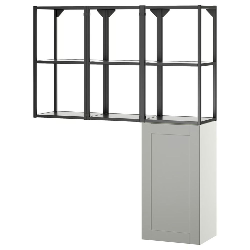 ENHET Комбинация д/хранения - антрацит/серый каркас 120x32x150 см - фото 1