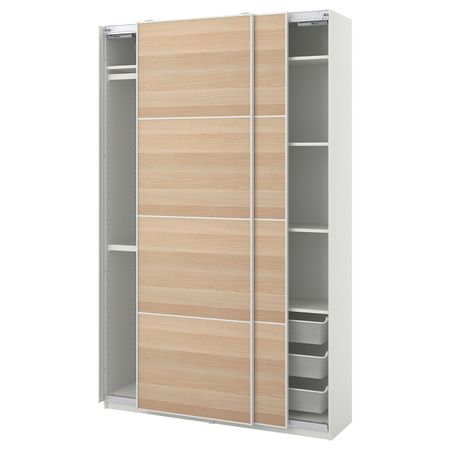 Гардероб, комбинация, белый/под беленый дуб 150x44x236 см IKEA PAX ПАКС / MEHAMN МЕХАМН 893.305.73