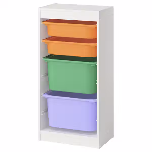 TROFAST Комбинация д/хранения+контейнеры - белый/разноцветный 46x30x94 см - фото 1