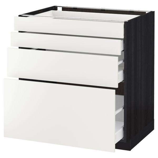 Напольный шкаф 4 фронтальных панели, 4 ящика МЕТОД / МАКСИМЕРА, черный, Хэггеби белый - схема-чертеж с размерами
