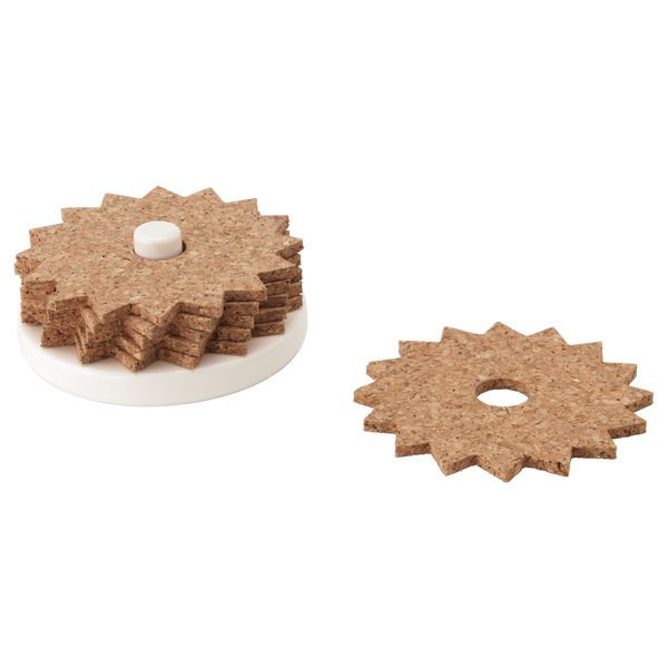 Подставки и держатель ТИЛЛФЭЛЛЕ, белый, пробка - фото 1