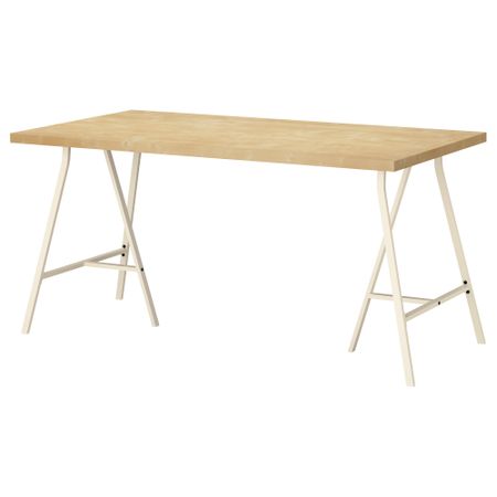 Стол ЛИННМОН / ЛЕРБЕРГ, под березу, белый (150x75 см)