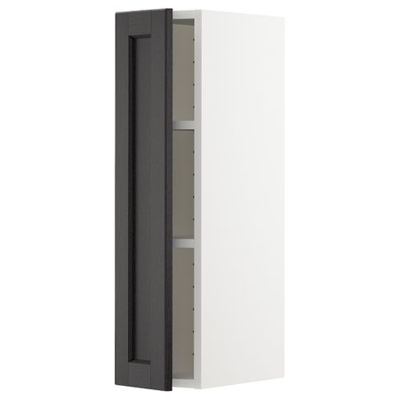 Навесной шкаф с полками, белый/Лерхюттан черная морилка 20x80 см IKEA METOD МЕТОД 594.468.10