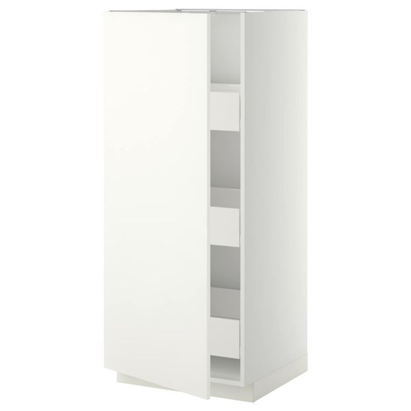 Высокий шкаф с ящиками, белый/Хэггеби белый 60x60x140 см IKEA МЕТОД / ФОРВАРА 093.700.92 - фото 1