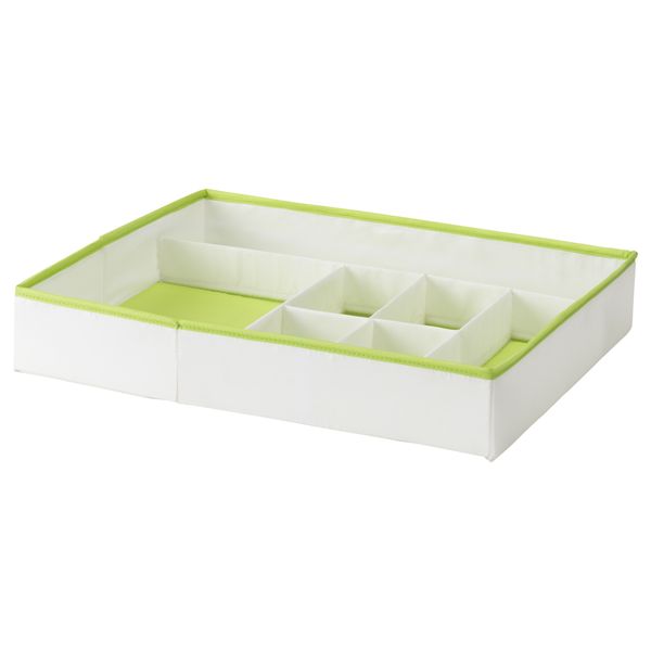 Ящик с отделениями КУСИНЕР, бел/зелен (51x42x9 см) - схема-чертеж с размерами