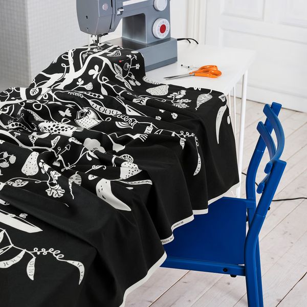 PIPDÅN Отрез ткани - чёрный/белый 150x300 см - схема-чертеж с размерами