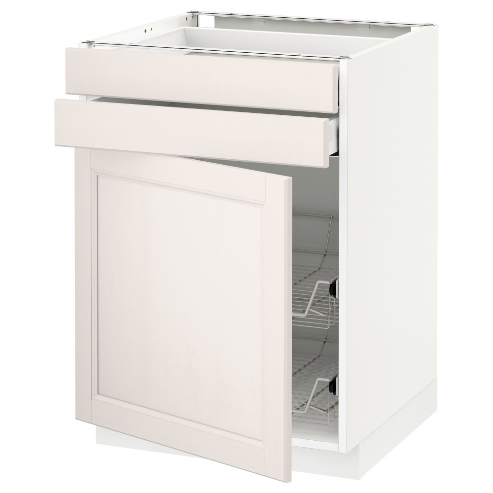 Напольный шкаф, дверца, 2 ящика, проволочных корзин МЕТОД / МАКСИМЕРА, белый, Лаксарби белый - схема-чертеж с размерами