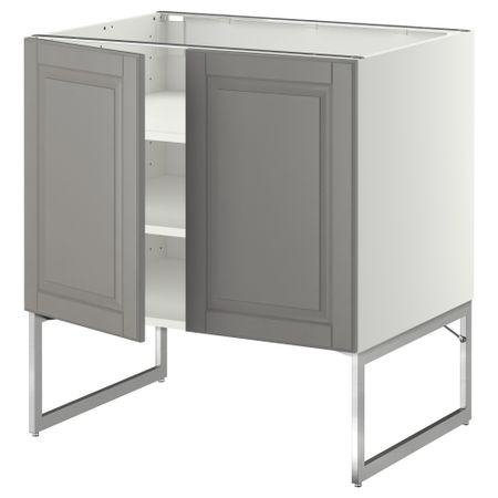 Напольный шкаф с полками, 2 двери МЕТОД, белый, Будбин серый