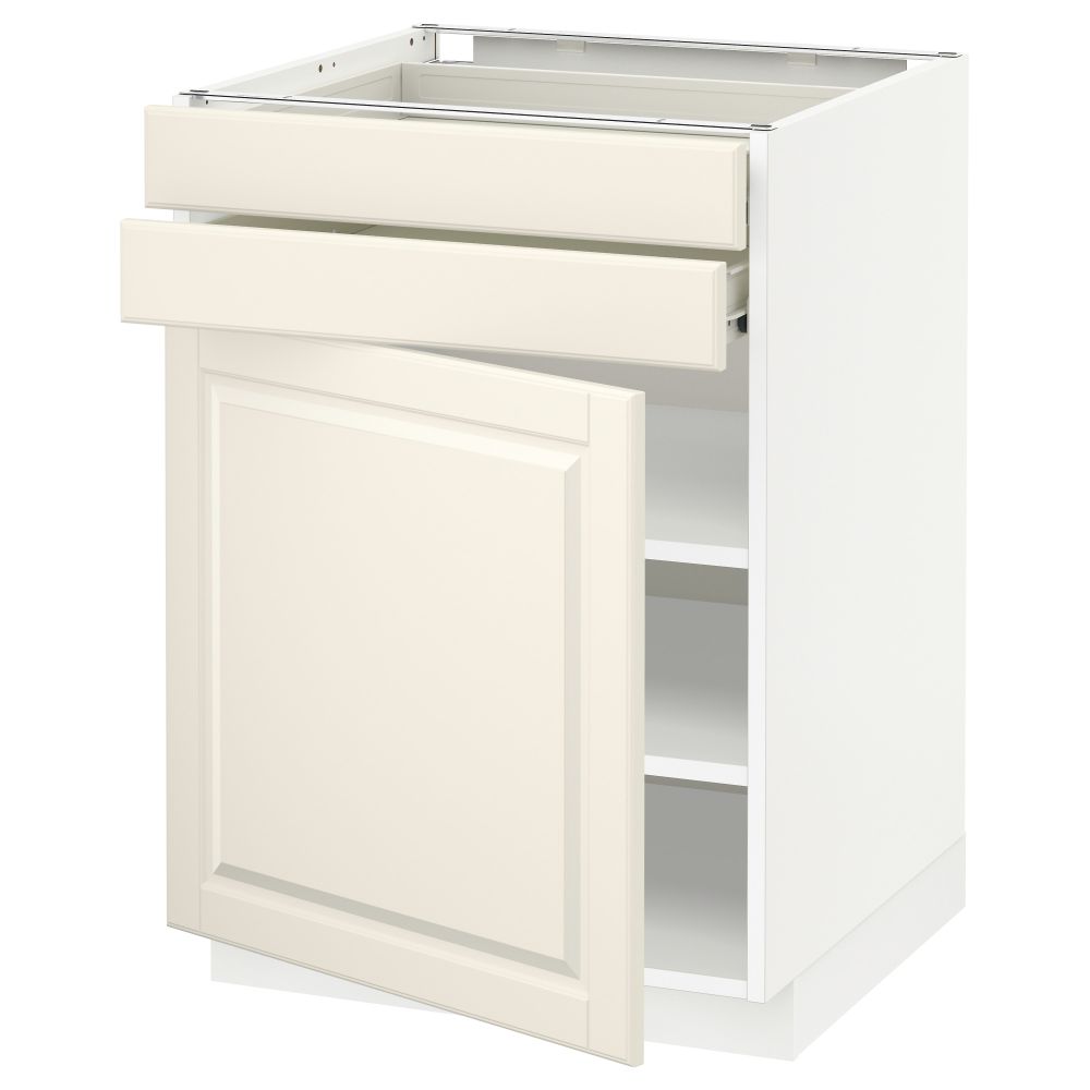 Напольный шкаф с дверцей, 2 ящиками МЕТОД / ФОРВАРА, белый, Будбин белый с оттенком - схема-чертеж с размерами