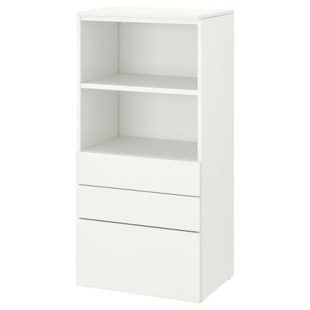 Стеллаж, белый белый, с 3 ящиками, 60x42x123 см IKEA PLATSA ПЛАТСАA ПЛАТСА, SMÅSTAD СМОСТАД 094.205.15