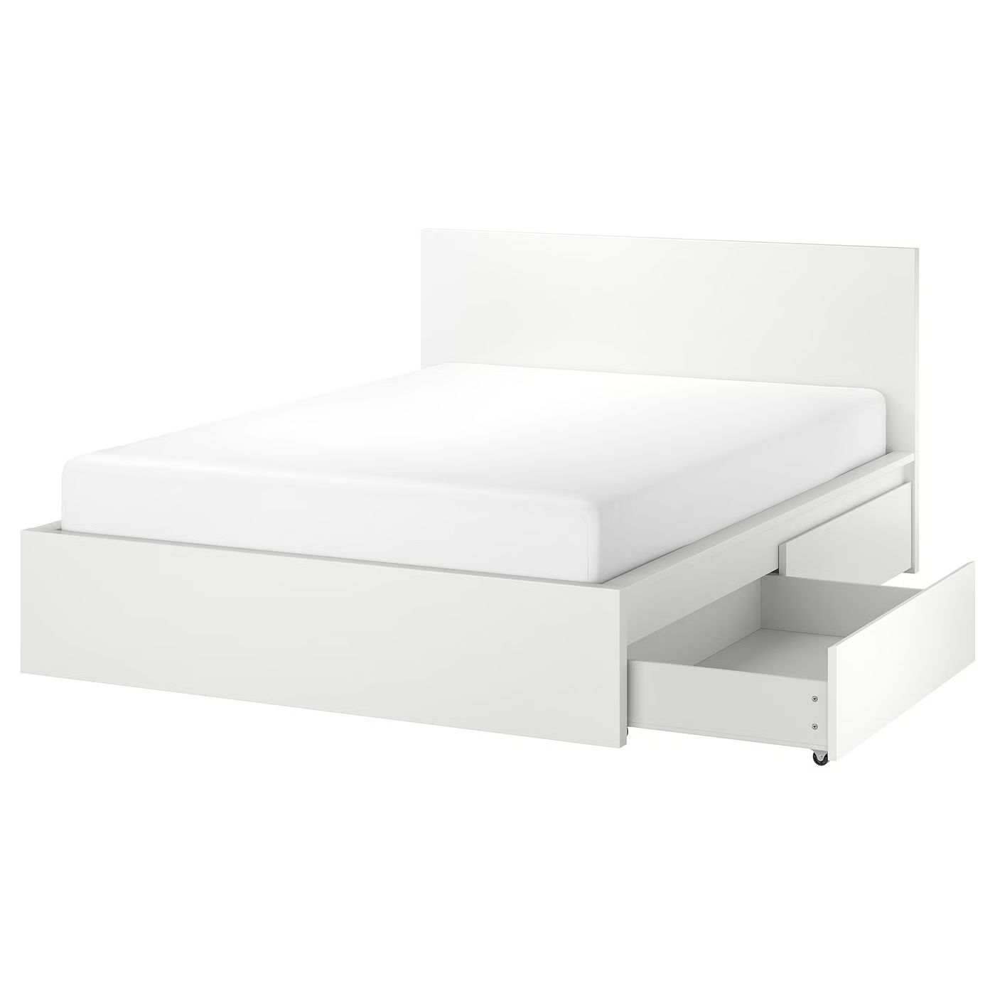 MALM Каркас кровати с 4 ящиками – белый/Luröy 160×200 см