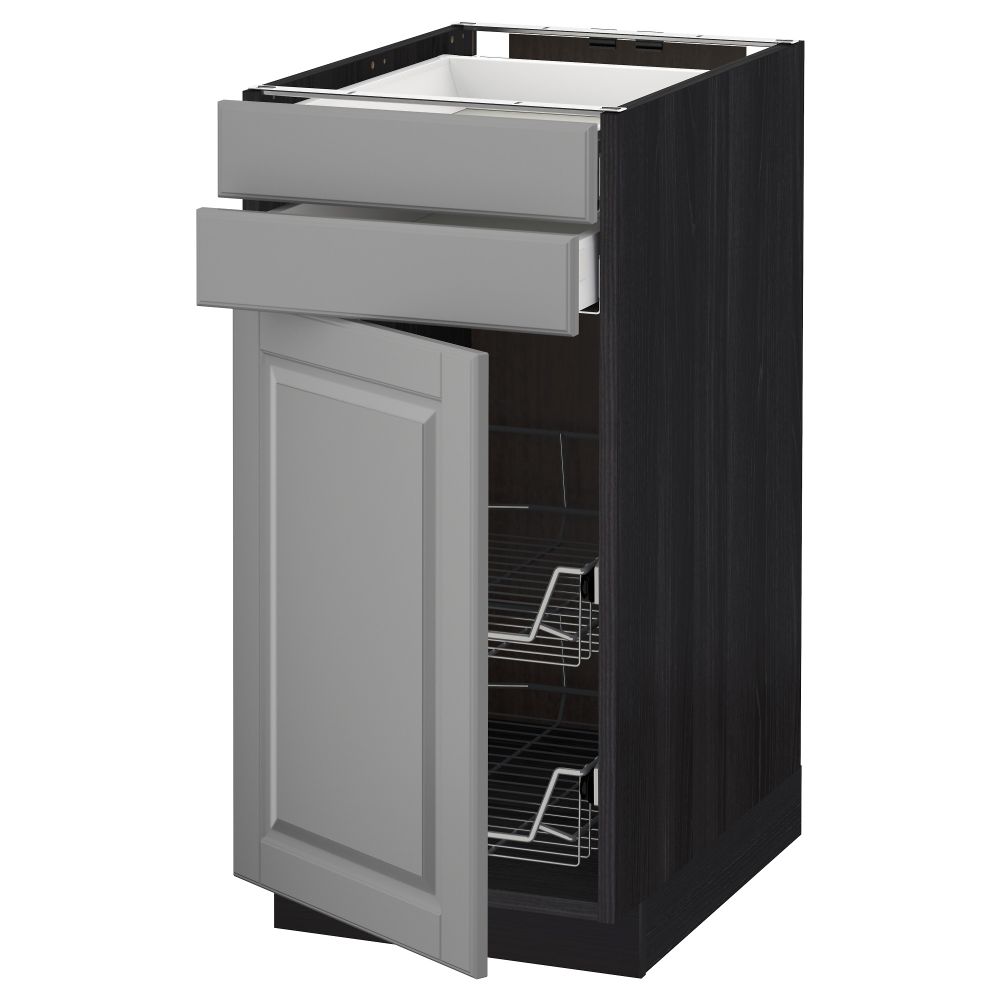 Напольный шкаф, дверца, 2 ящика, проволочных корзин МЕТОД / МАКСИМЕРА, черный, Будбин серый - схема-чертеж с размерами