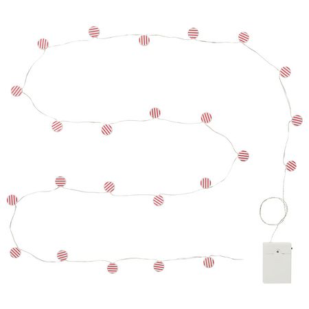 STRÅLA LED гирлянда - конфета с батарейным питанием/красный 2.8 м