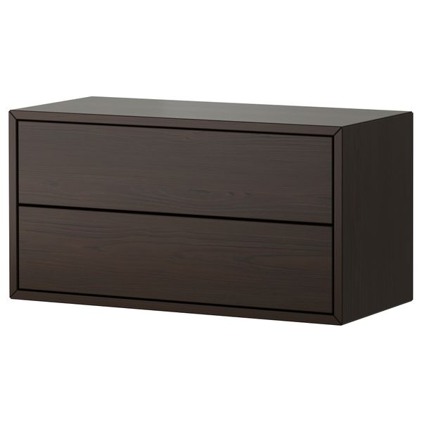 Навесной шкаф с 2 ящиками ВЭЛЬЕ, коричневый (68x35 см) - фото 1