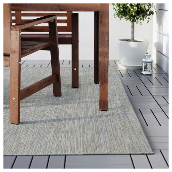 Ковер, безворсовый ХОДДЕ, д/дома/улицы синий, бежевый - фото 5