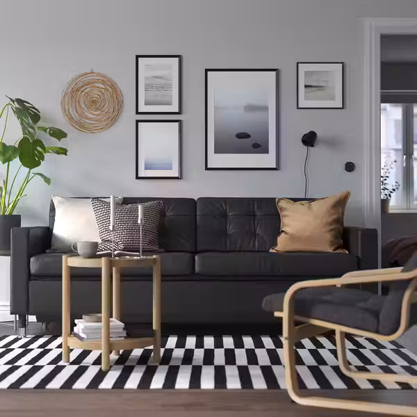 LANDSKRONA 3-местный диван-кровать - Grann/Bomstad черный/металл - фото 3