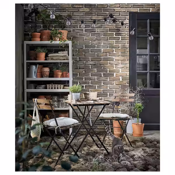 TÄRNÖ Садовый стол - чёрный/светло-коричневая морилка 55x54 см - фото 2