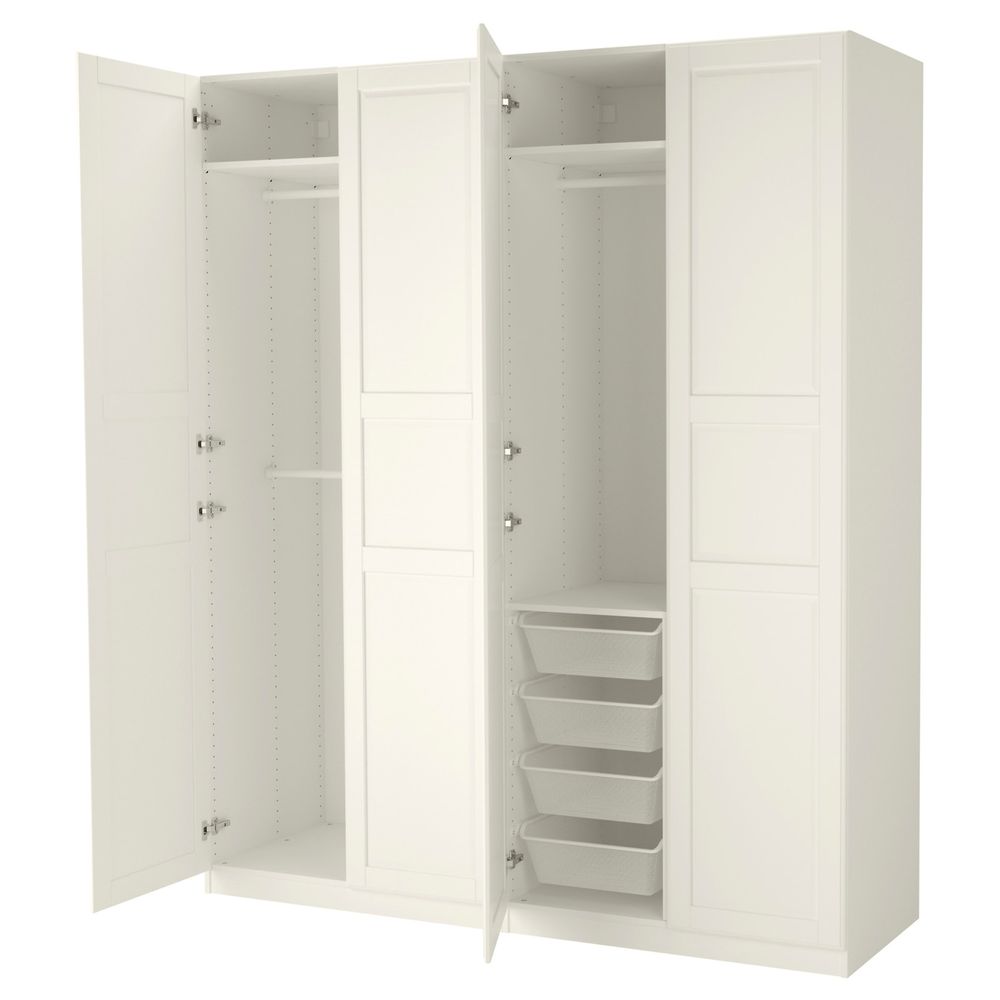 Гардероб, белый, Тисседаль белый, 200x60x236 см IKEA ПАКС 092.488.41 - фото 1