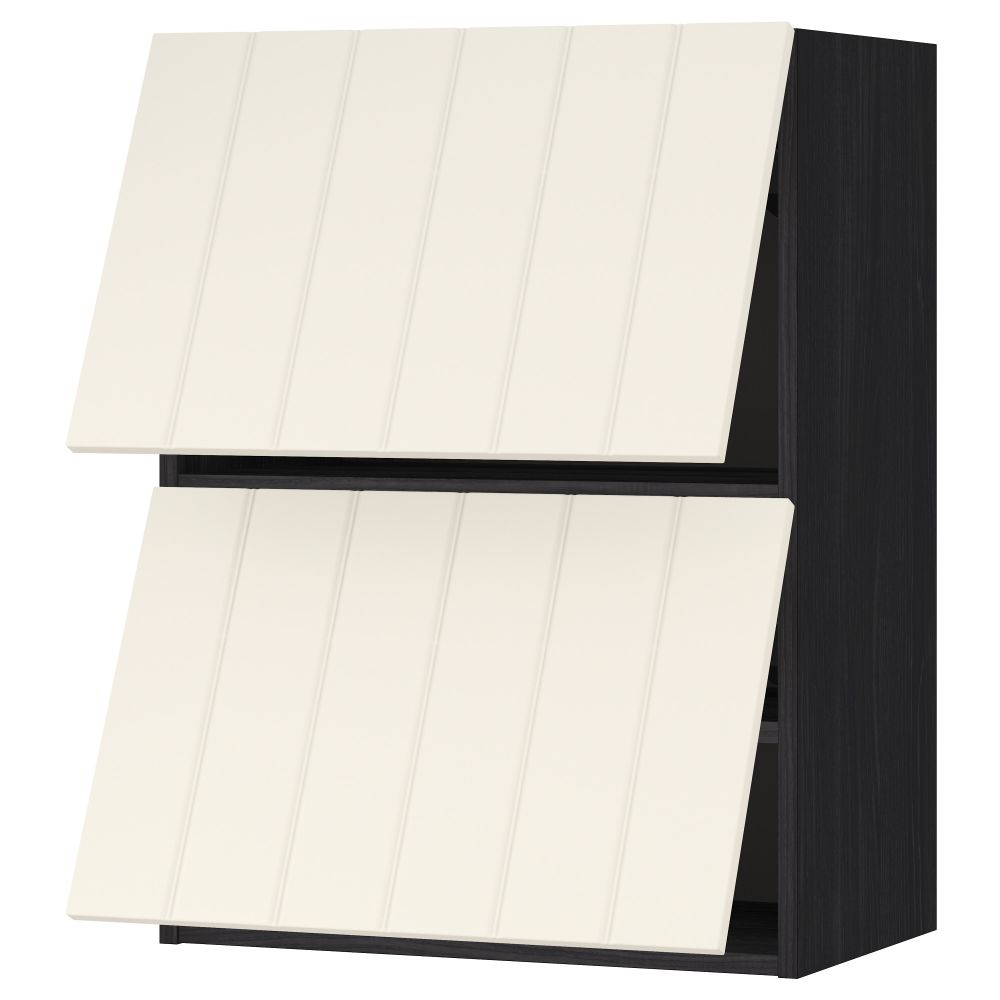 Навесной шкаф, 2 дверцы, горизонтальный МЕТОД, черный, Хитарп белый с оттенком - схема-чертеж с размерами