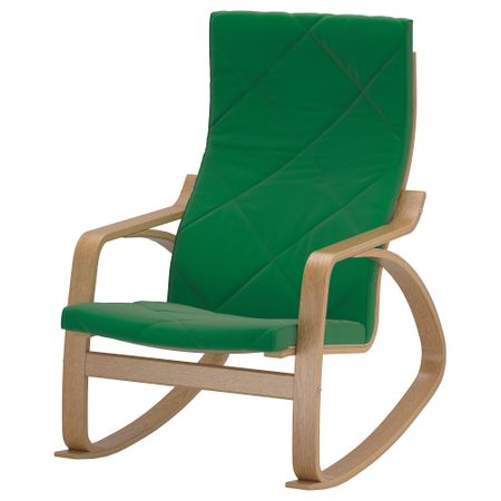 Кресло-качалка ПОЭНГ, дубовый шпон, Сандбакка зеленый